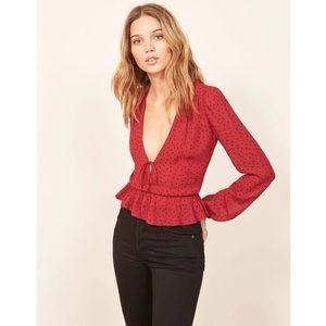 Reformation - Nikki Polka Dot Blouse